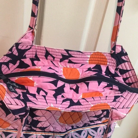 Vera Bradley Pink and Orange & Navy Shoulder Bag with Floral Design - Picture 10 of 10